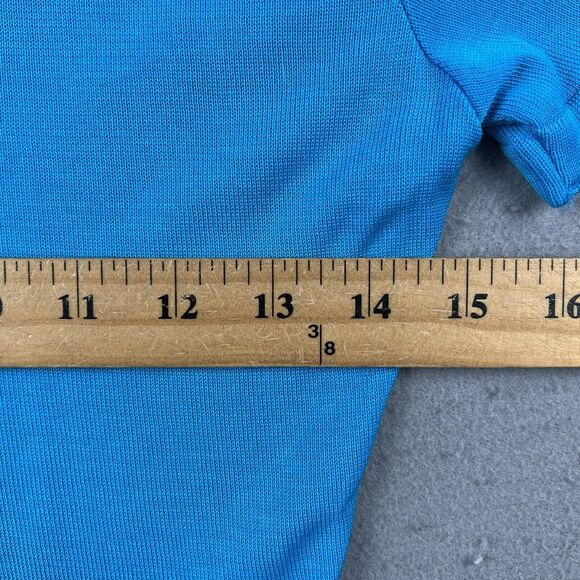 Worldly Things By‎ Styltricot Knit Blouse Shirt Womens 6 Light Blue Short Sleeve - Picture 8 of 16